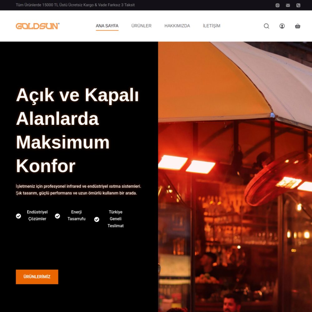 Goldsun Isıtıcı web sitesi ana sayfası