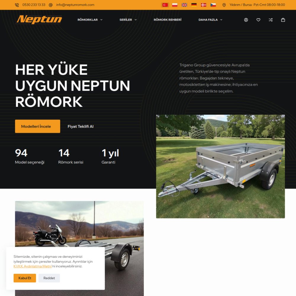 Neptun Römork Türkiye web sitesi ana sayfası
